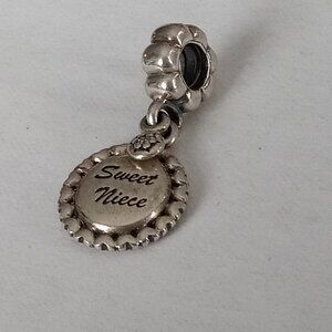 Authentic Pandora ALE S925 Sweet Niece CZ Dangle Charm